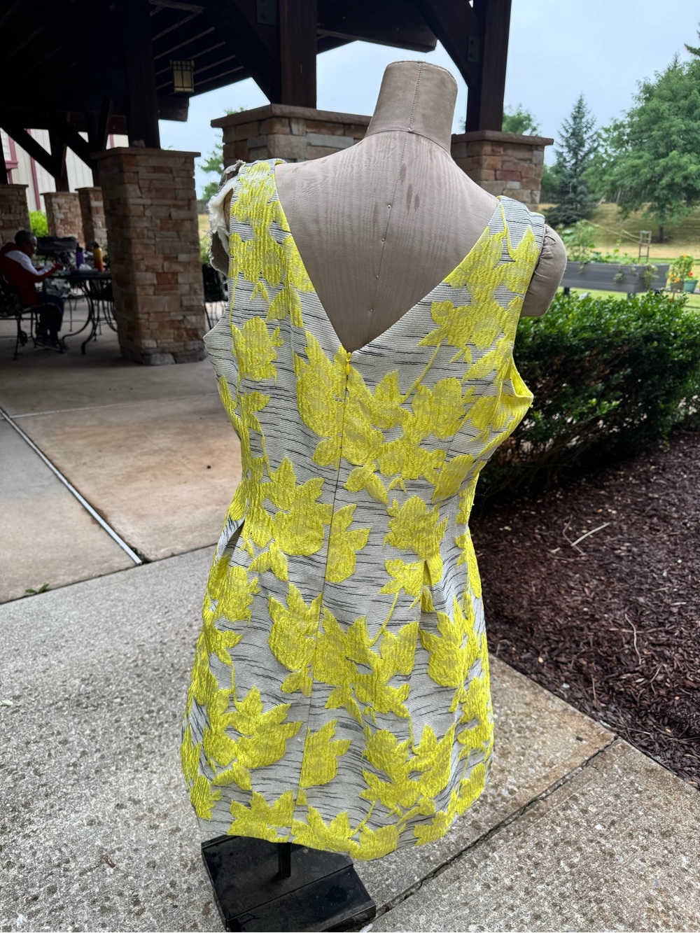 Sleeveless Gray Dress with Yellow Floral Embroidery - Picture 3 of 4